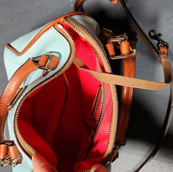 Dooney & Bourke Trudy SATCHEL Sky Blue and Brown Satchel - Picture 5 of 6